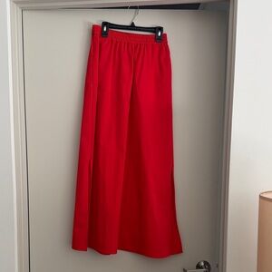 Kenneth Cole Red Women’s Maxi Skirt - Classic Elastic Waist, side slits